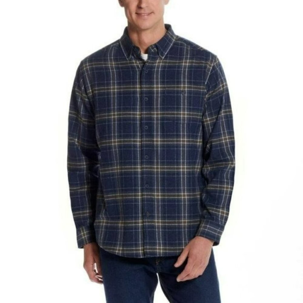 NWT Weatherproof Vintage Cotton Blend Brushed Flannel Button Down Plaid Shirt
